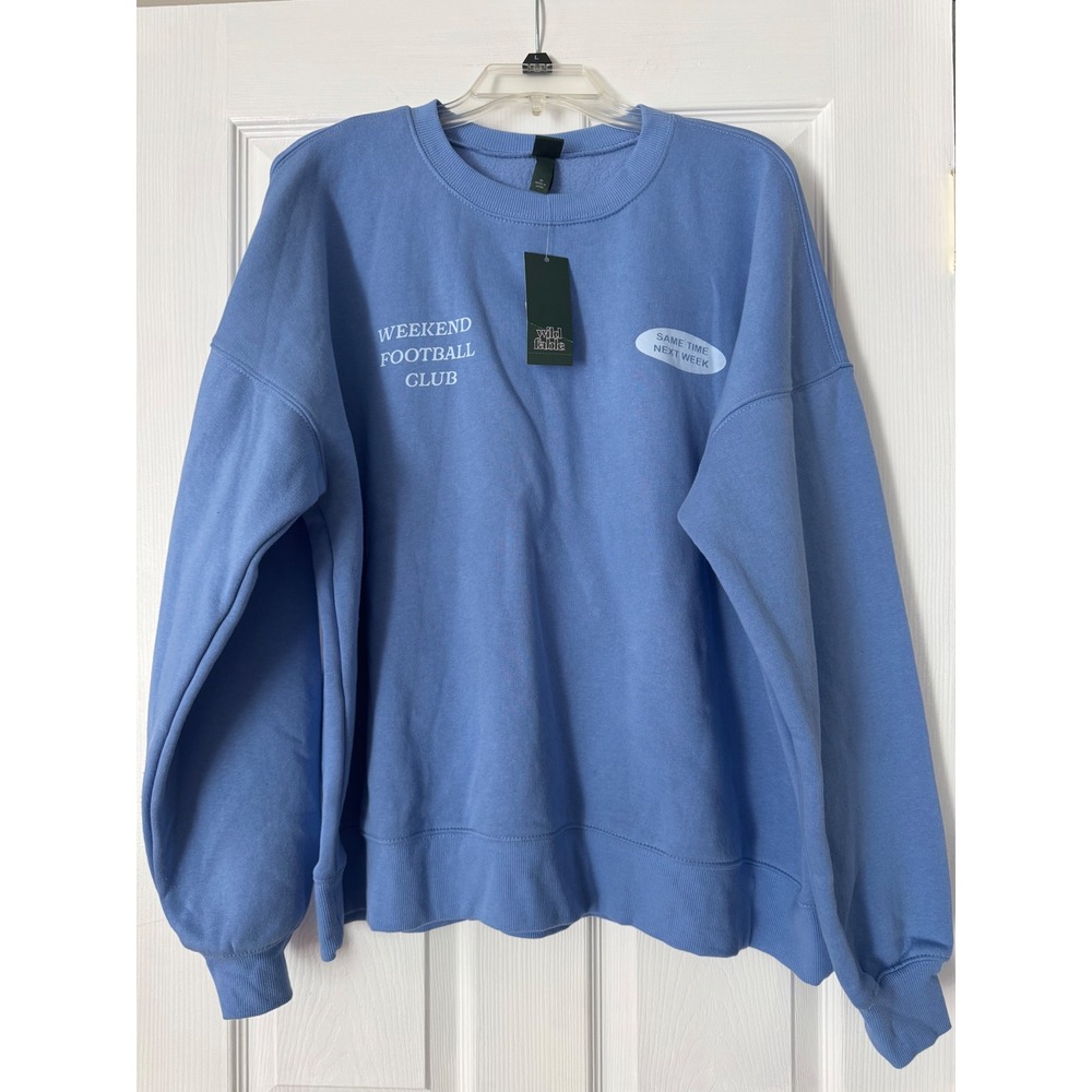 Wild Fable Weekend Football Club Blue Oversized Sweatshirt Gameday Medium NWT